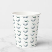 Witte Pompoen Baby shower Papier Cups Papieren Bekers (Achterkant)