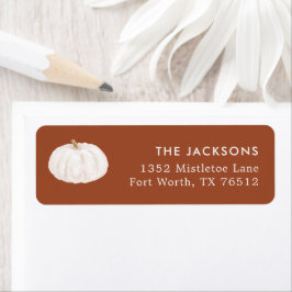 Witte Pompoen Baby Shower Retouradres Label