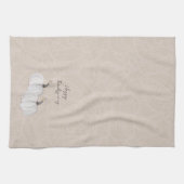 Witte pompoen, bladeren en bloemen Waterverf kunst Theedoek (Horizontaal)