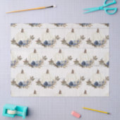 Witte Pompoen Blauwe Bloem w Fall Bladeren Waterve Tissuepapier (Craft)