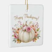Witte pompoen Bloemen Happy Thanksgiving Ornament (Rechts)