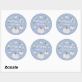 Witte Pompoen Bloemen Waterverf Art Ronde Sticker (Vel)