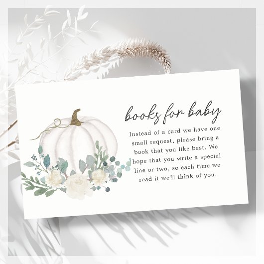 Witte pompoen | Boek Aanvraag Baby shower Informatiekaartje