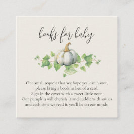 Witte Pompoen  Boerderij Baby shower Boeken Informatiekaartje