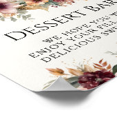 Witte pompoen Bourgogne Herfst Floral Dessert Sign Poster (Hoek)
