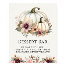 Witte pompoen Bourgogne Herfst Floral Dessert Sign