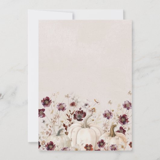 Witte pompoen Bourgogne Wildflower 50ste verjaarda Kaart (Achterkant)