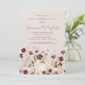 Witte Pompoen Bourgondië Wilde Bloem 21e Verjaarda Kaart (Staand voorkant)