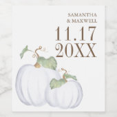 Witte pompoen bruiloft wijn label gepersonaliseerd wijn etiket (Enkel label)