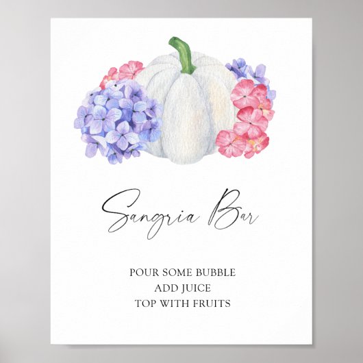 Witte pompoen bruiloftsborrel - sangriabar poster (Voorkant)