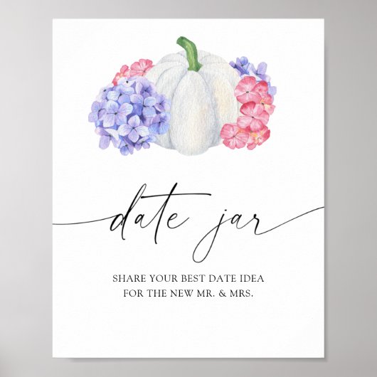 Witte pompoen - date night ideeën. Date jar bruid Poster (Voorkant)