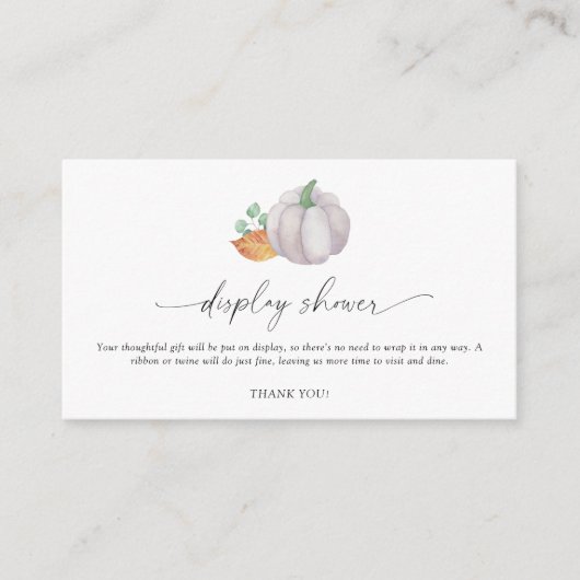 Witte pompoen elegant - display douche informatiekaartje (Voorkant)