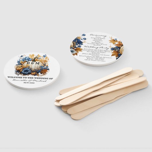 Witte Pompoen Elegant Herfst Tuin Ceremonie Progra Handwaaier (Niet-gemonteerd)