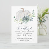 Witte Pompoen Elegant Sappige Herfst Chique Bruilo Kaart (Staand voorkant)