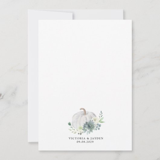 Witte Pompoen Elegant Sappige Herfst Chique Bruilo Kaart (Achterkant)