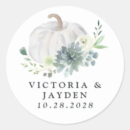 Witte Pompoen Elegant Sappige Herfst Chique Bruilo Ronde Sticker
