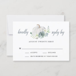 Witte Pompoen Elegant Sappige Herfst Chique Bruilo RSVP Kaartje