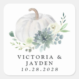 Witte Pompoen Elegant Sappige Herfst Chique Bruilo Vierkante Sticker