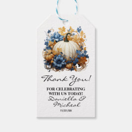 Witte Pompoen Elegante Herfst Tuin Cadeaulabel