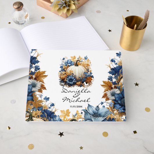 Witte Pompoen Elegante Herfst Tuin Gastenboek (Voorkant open)