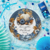 Witte Pompoen Elegante Herfst Tuin Papieren Bordje (Feest)