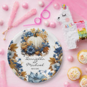 Witte Pompoen Elegante Herfst Tuin Papieren Bordje (Feest)