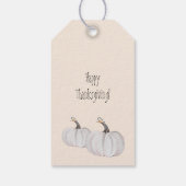 Witte pompoen en bloemen Waterverf kunst Cadeaulabel (Achterkant)