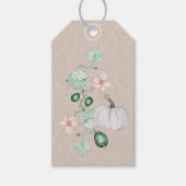 Witte pompoen en bloemen Waterverf kunst Cadeaulabel (Voorkant)