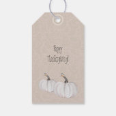 Witte pompoen en bloemen Waterverf kunst Cadeaulabel (Achterkant)