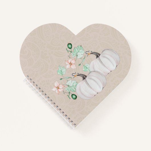 Witte pompoen en bloemen Waterverf kunst Notitieboek (Voorkant)