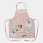 Witte pompoen en bloemen Waterverf kunstpatroon Schort (Voorkant)