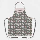 Witte pompoen en bloemen Waterverf kunstpatroon Schort (Voorkant)