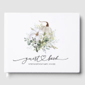 Witte Pompoen en Eucalyptus Herfst Bruiloft Gastenboek (Voorkant)