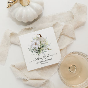 Witte Pompoen en Eucalyptus Verliefd Trouwfeest Servet