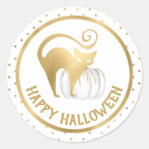 Witte Pompoen en Gouden Kat stippen Halloween