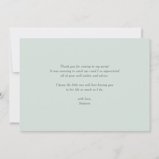 Witte pompoen en groen Herfst Baby shower Bedankkaart (Achterkant)