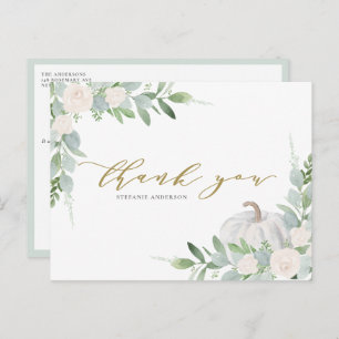 Witte pompoen en groen Herfst Dank u Briefkaart