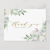 Witte pompoen en groen Herfst Dank u Briefkaart (Voorkant)