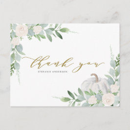 Witte pompoen en groen Herfst Dank u Briefkaart