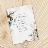 Witte Pompoen en Herfst Wildflowers Bruiloft Kaart