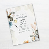 Witte Pompoen en Herfst Wildflowers Bruiloft Kaart