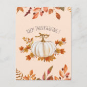 Witte pompoen en herfstbladeren Thanksgiving Briefkaart (Voorkant)