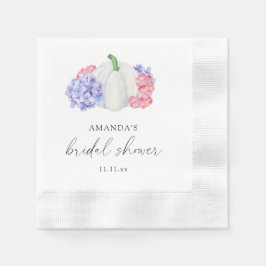 Witte pompoen en hortensia bloemen bruidsdouche servet