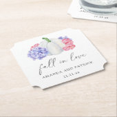 Witte pompoen en hortensia bloemen bruiloft kartonnen onderzetters (Gekanteld)