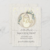 Witte Pompoen en Slingerlichtjes Save the Date (Voorkant / Achterkant)