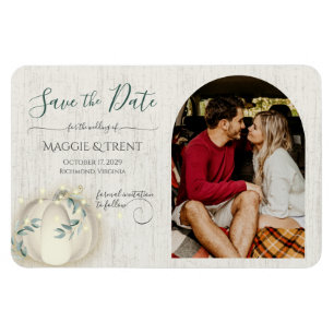 Witte pompoen en String Lichten met Foto Magneet