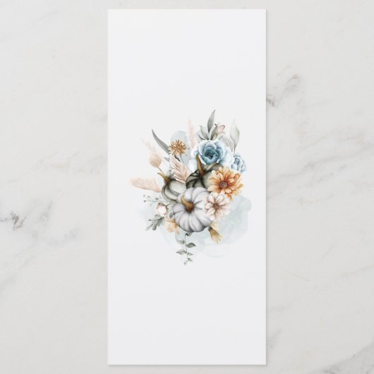 Witte Pompoen en Wildbloemen Bruiloft Menu Kaart (Achterkant)