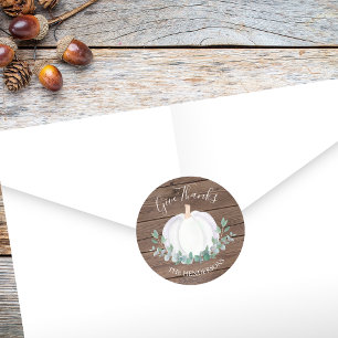 Witte pompoen Eucalyptus Barn Wood Ronde Sticker