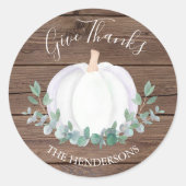 Witte pompoen Eucalyptus Barn Wood Ronde Sticker (Voorkant)
