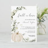 Witte pompoen Eucalyptus Herfst Vrijgezellenfeest Kaart (Staand voorkant)